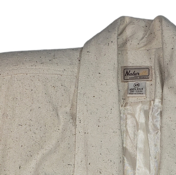 Naturelle George Georgiou Tan Beige 100% Silk Blazer Sz XS Western Style Jacket - Picture 9 of 16